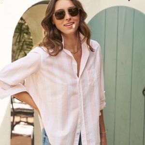 Frank and Eileen Relaxed button up shirt casual cotton peach stripe